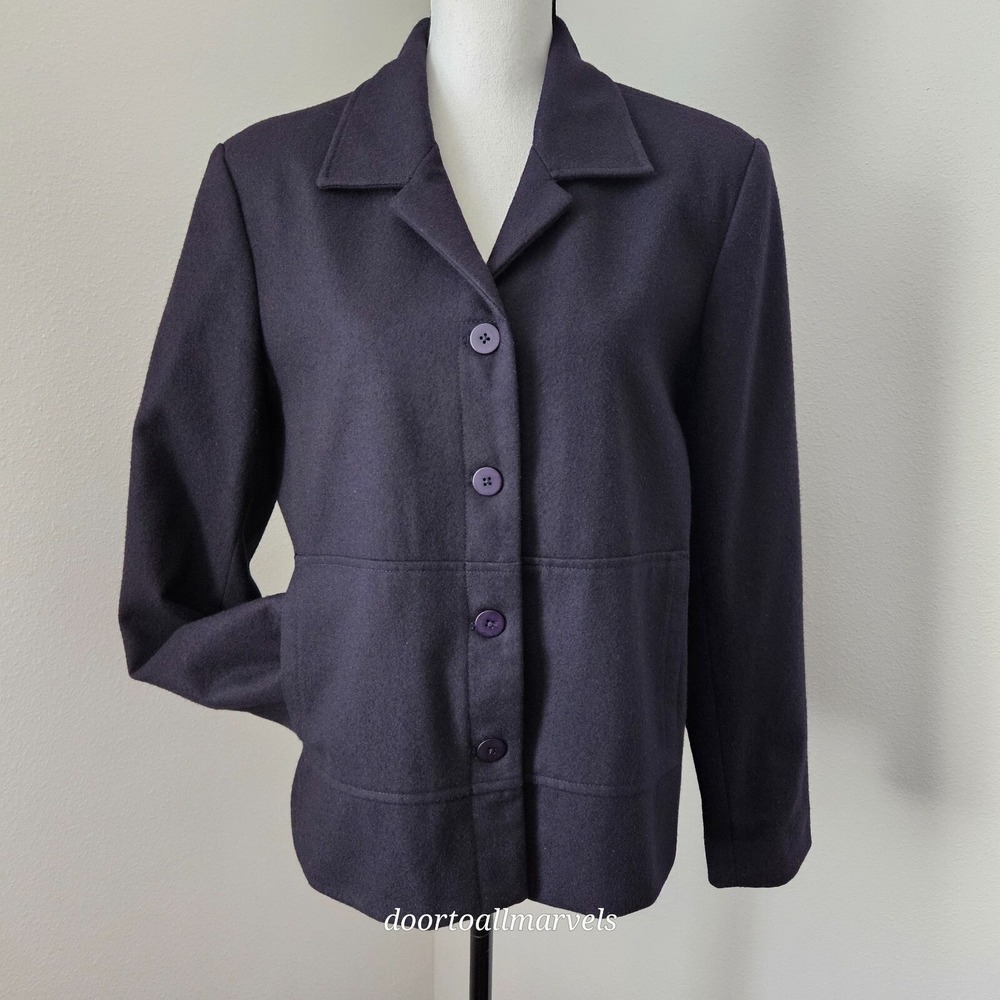 VTG Anne Taylor Fine Wool Blend Retro Utility Jacket Chore Barn Coat sz Large
